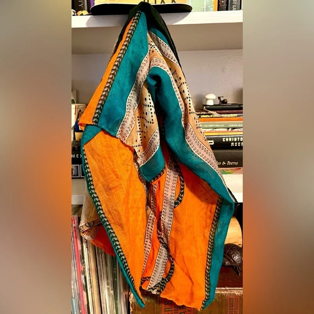 Sincerely Jules by Scünci Boho Scarf Orange & Teal Colorful Striped Head Wrap